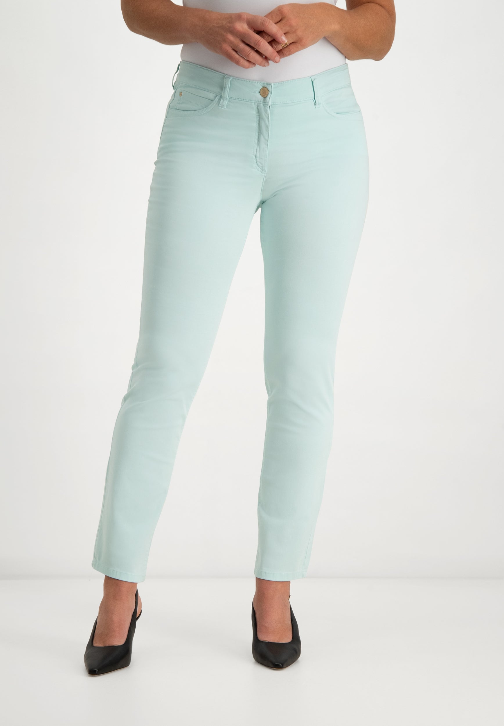 Kora Coloured Straight Broek | Light Grey Aqua