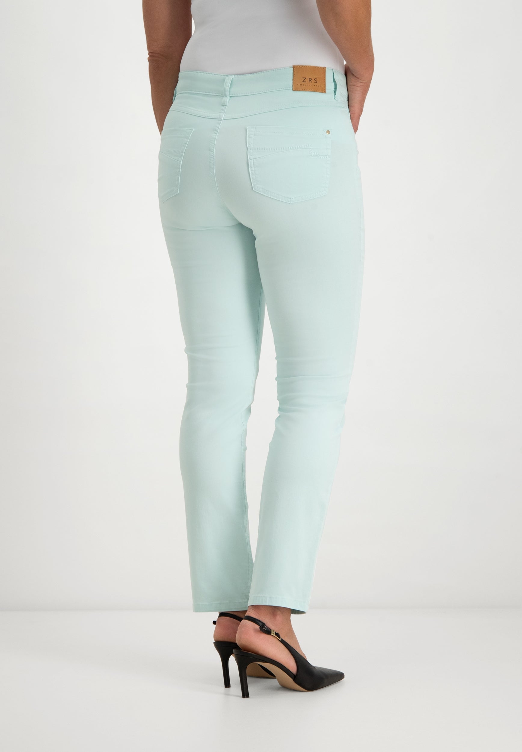 Kora Coloured Straight Broek | Light Grey Aqua