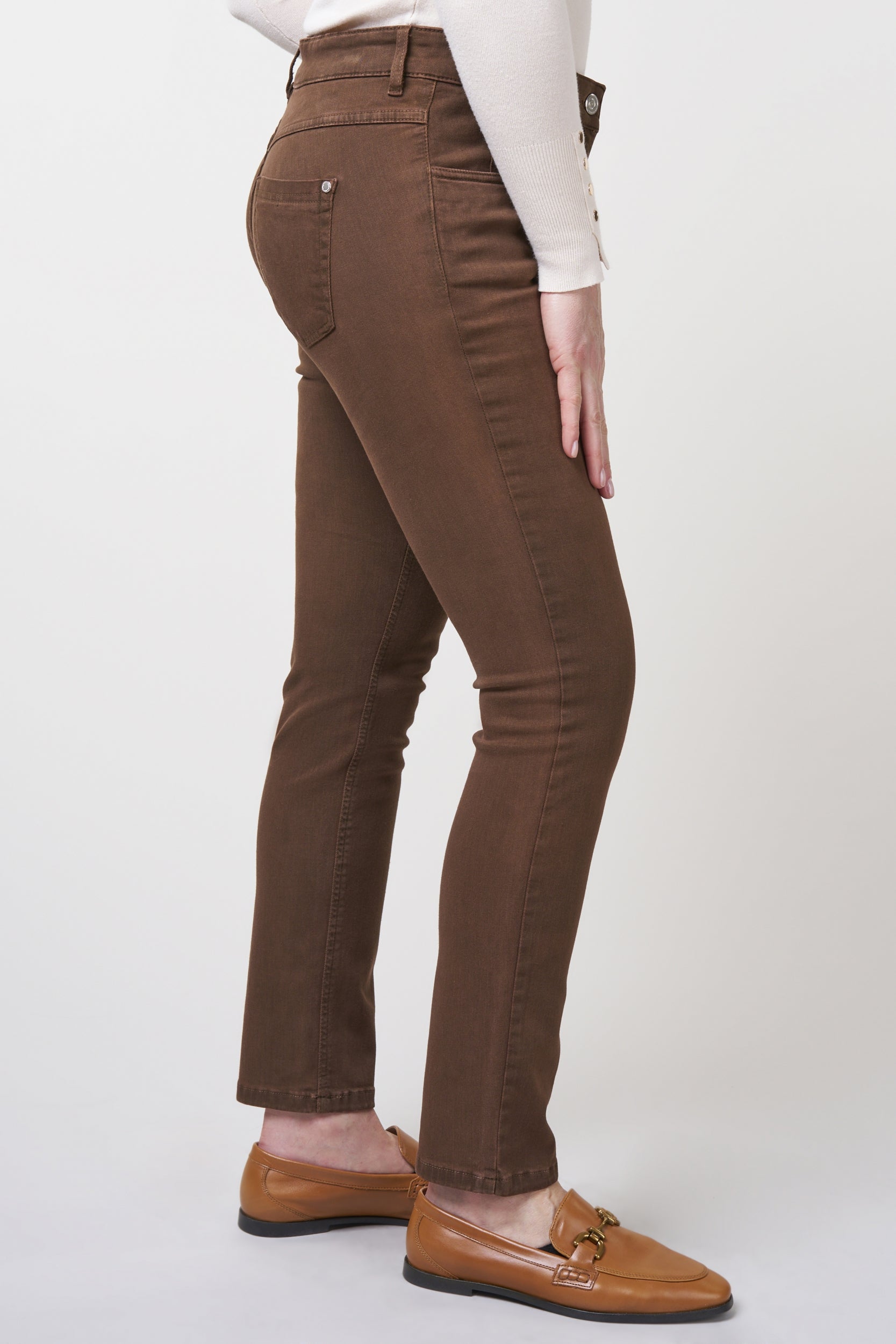 Twigie Coloured Shape-On Straight Jeans | Nougat