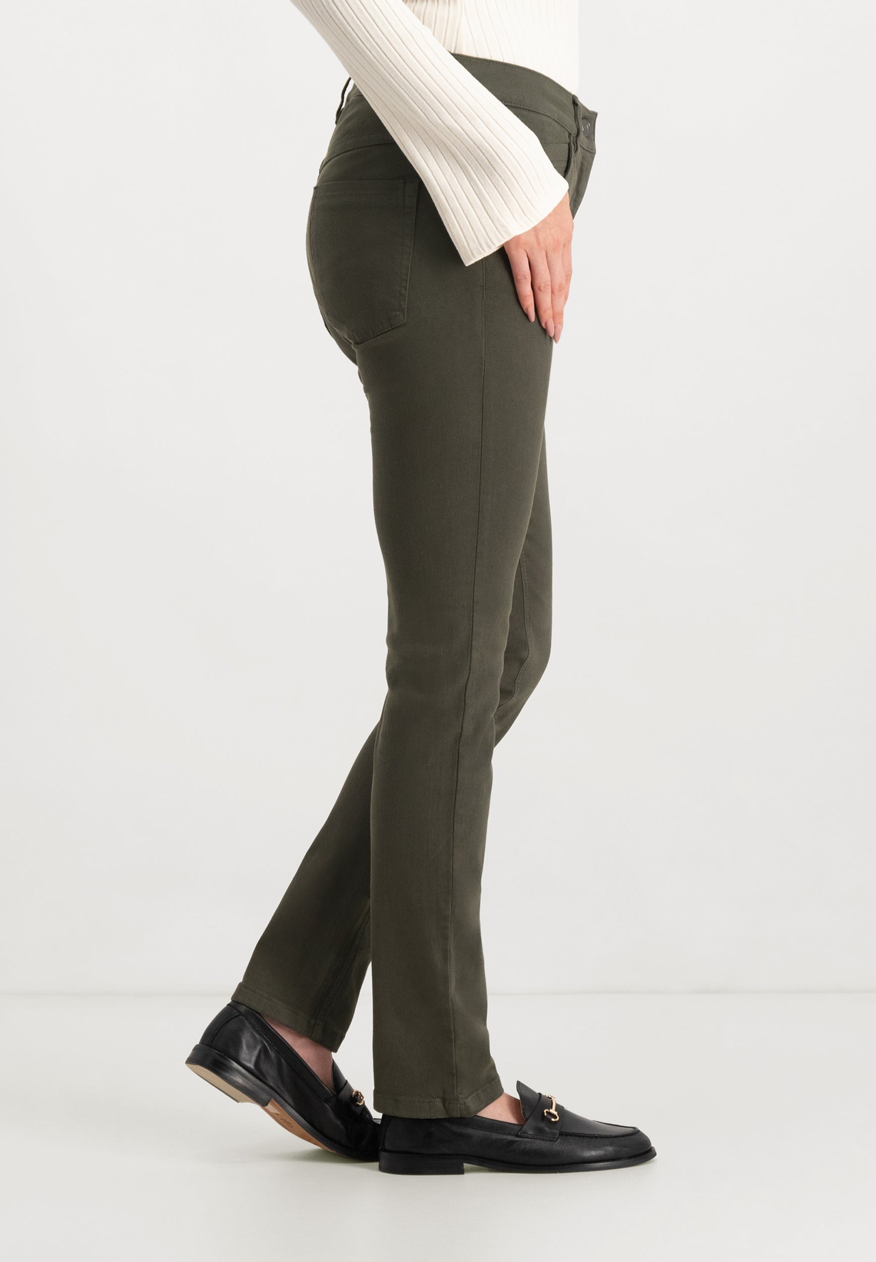 Twigie Coloured Shape-On Straight Jeans | Olive